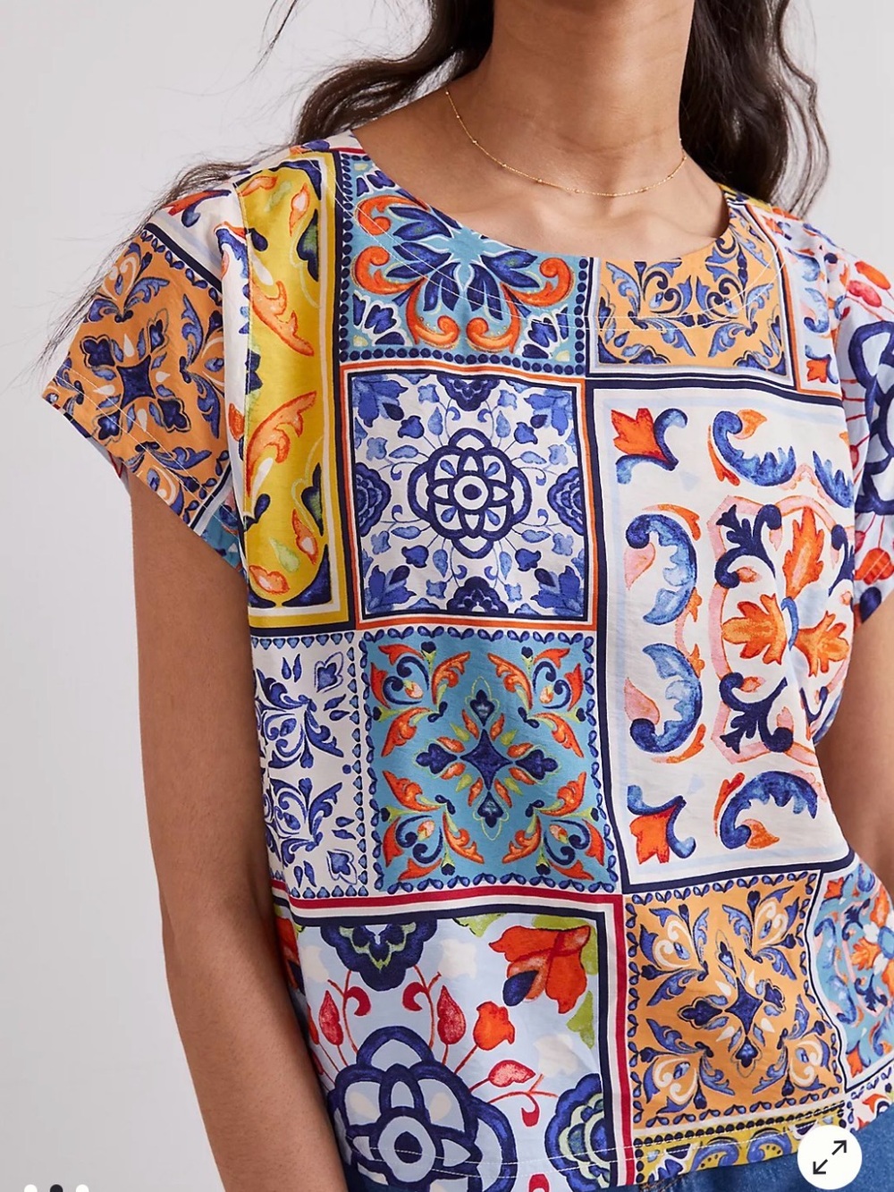 Maeve by Anthropologie Women’s Mosaic Tile Print Top - Multicolor